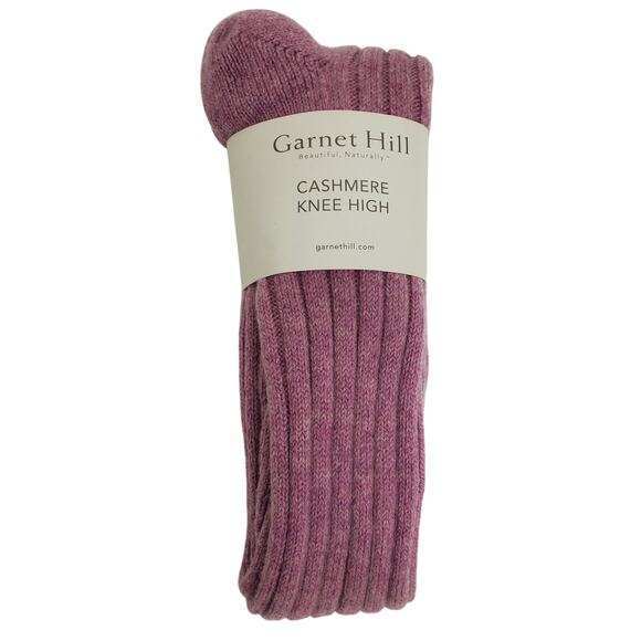 NEW Garnet Hill Socks Knee High 9-11 Berry 82% Cashmere Warm Cozy Holiday Gift - Picture 1 of 7